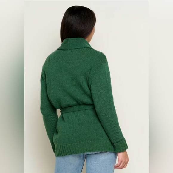 Toad&Co Ginn Cable Cardigan, Women's sz S, Green, Tie Belt - Picture 9 of 9